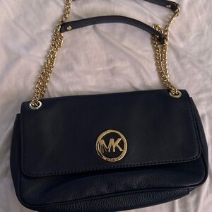 Michael Kors dark blue Crossbody Bag with Gold Chain